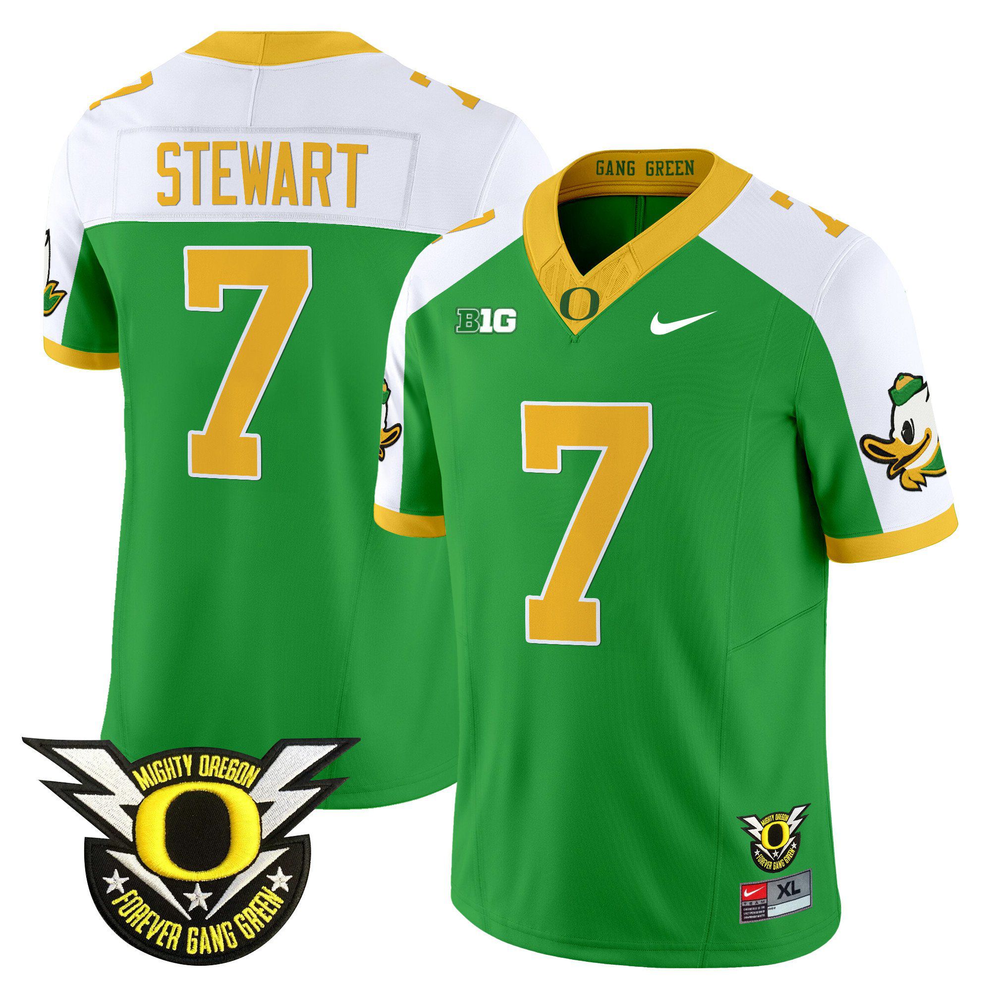 Men Oregon Ducks #7 Stewart Green 2024 Nike Forever Gang Green & BIG Patch Vapor Limited NCAA Jersey style 1->indianapolis colts->NFL Jersey